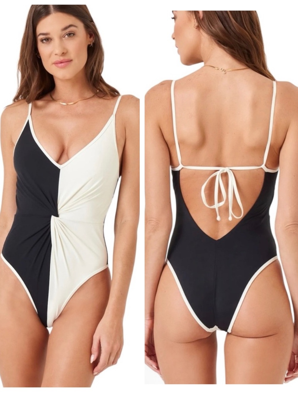 L*Space Devi One Piece - Black-Cream Size Medium